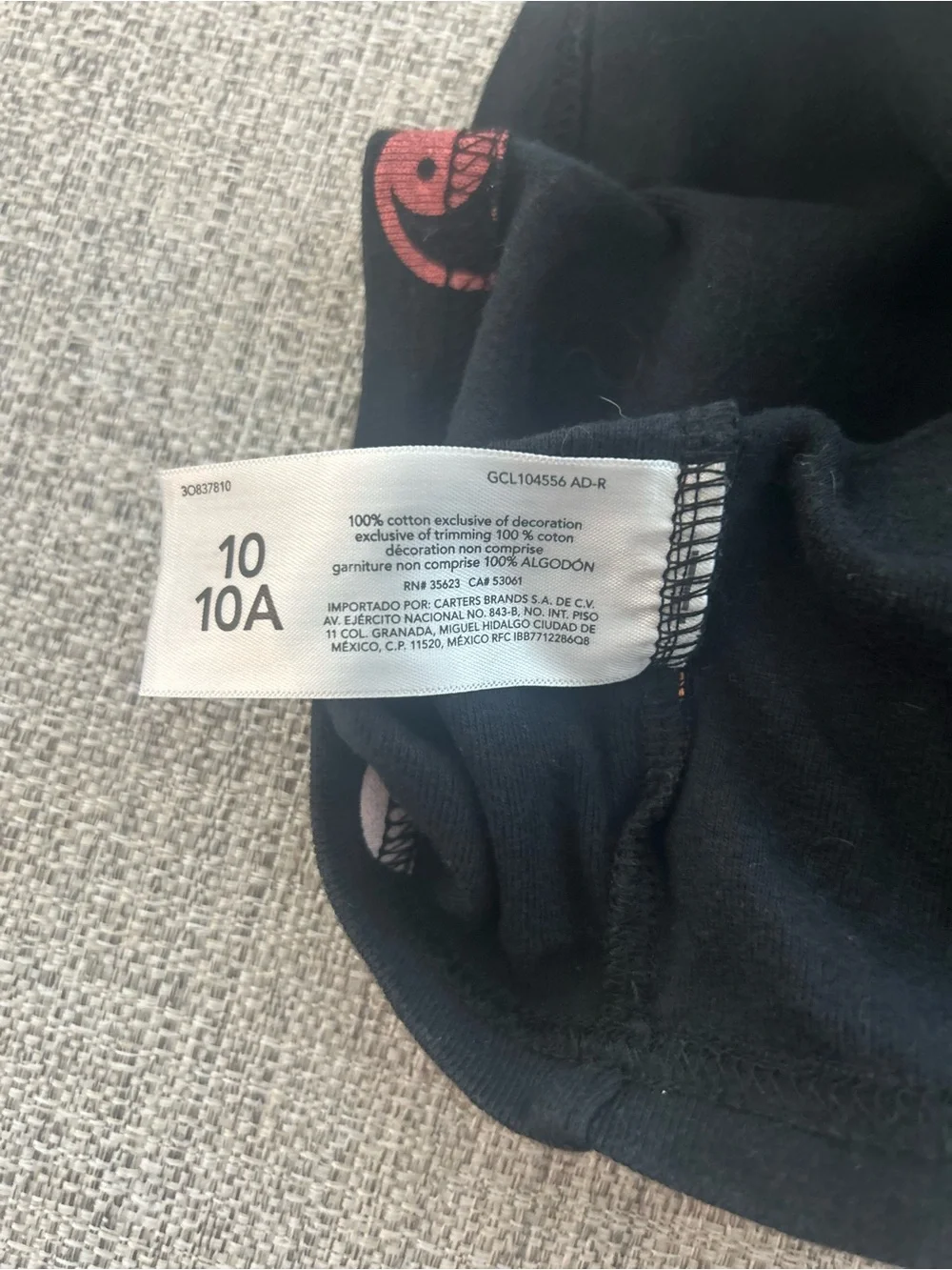 Carter's Black Pajama Set with Peace Signs, Rainbows & Smiley Faces. Size 10